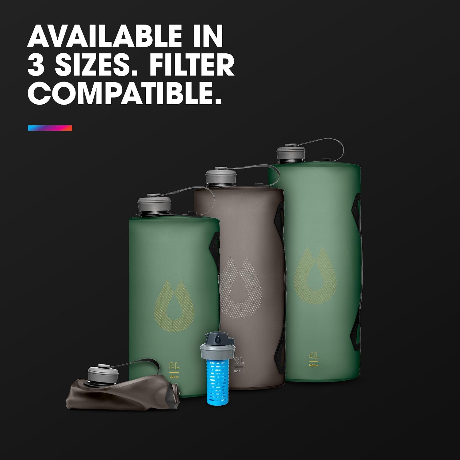 HydraPak Seeker - Collapsible Camping Water Storage (2L) - BPA & PVC Free, Hydration Reservoir Bag, Leak Proof - Mammoth Grey - Image 7