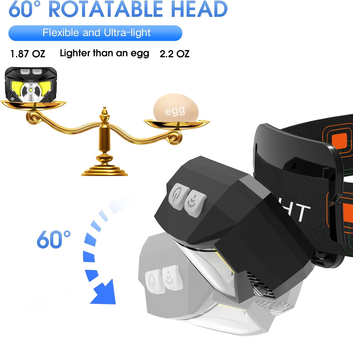 LHKNL Headlamp Flashlight,4-Pack Lumen Ultra Bright LED Rechargeable Headlight with White Red Light,Waterproof Motion Sensor Head Lamp,8 Mode for Outdoor Camping Running Cycling Fishing - Image 5