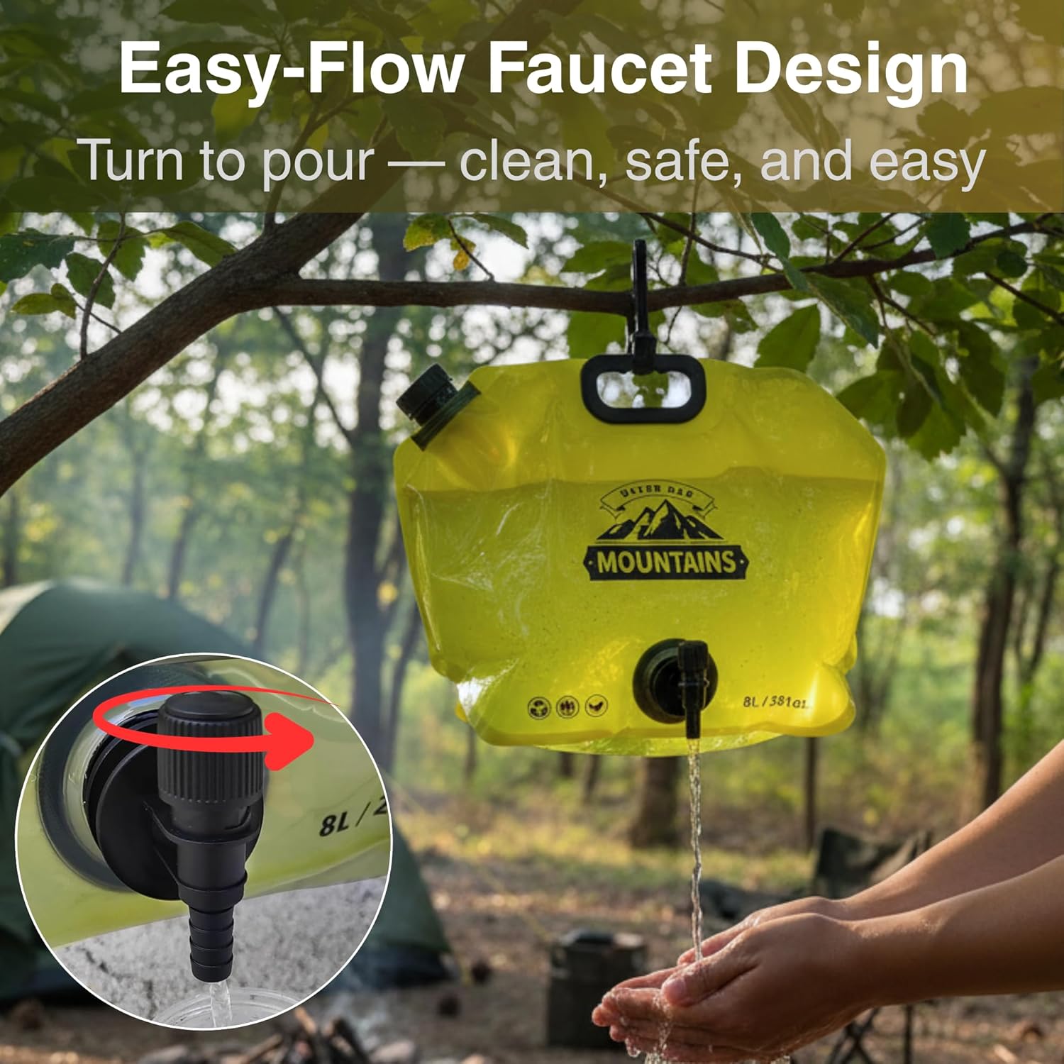 Camping Water Container 2 Gallon Collapsible Water Jug with Spout - Reusable Plastic Flasks, Foldable Empty Gallon Jug for Water Storage, Water Bag for Outdoor Hiking Emergency Prep (1 Pack) - Image 4