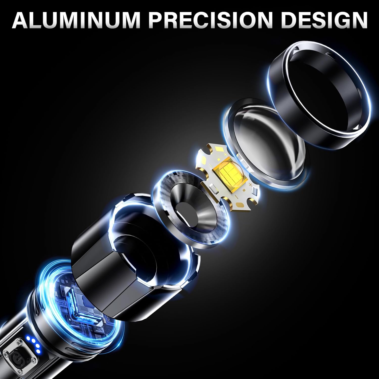 AKNEAR Rechargeable LED Flashlight High Lumens, Super Bright Flashlights with Zoomable & USB C Rechargeable & 5 Light Mode & IPX7 Waterproof, Powerful Flash Light for Home, Hiking, Camping - Image 2