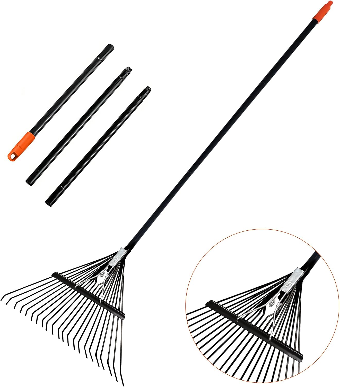 Rake for Leaves,22.8" Wide Gardening Leaf Rake for Lawns,22 Metal Tines with 33-67" Adjustable Handle Rakes for Lawns Yard Grass Flower Beds