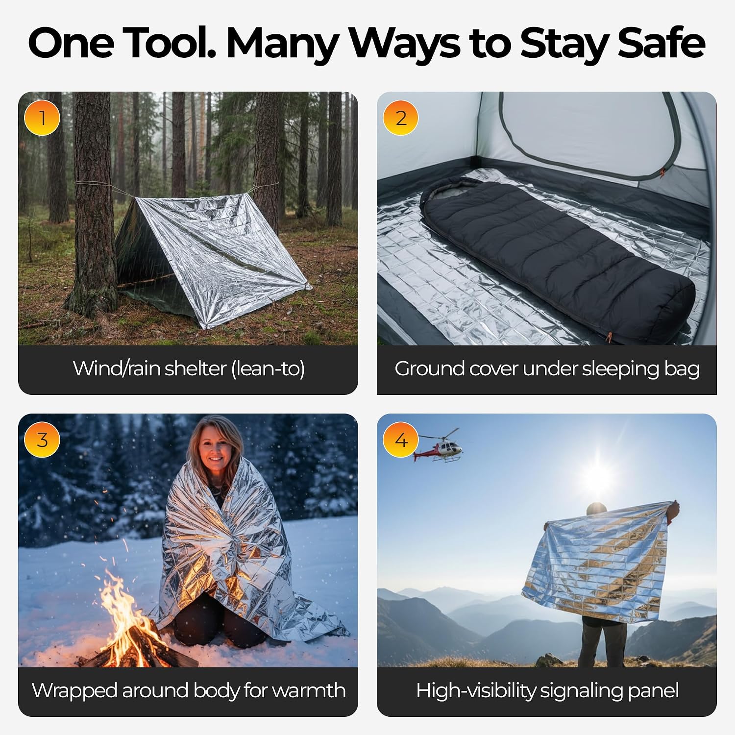 Sierra Madre Emergency Mylar Thermal Space Blanket for Survival – Waterproof Safety Shelter Retains 90% Body Heat – Ultralight & Compact Gear for Camping, First Aid & Prepper Supplies - Image 6