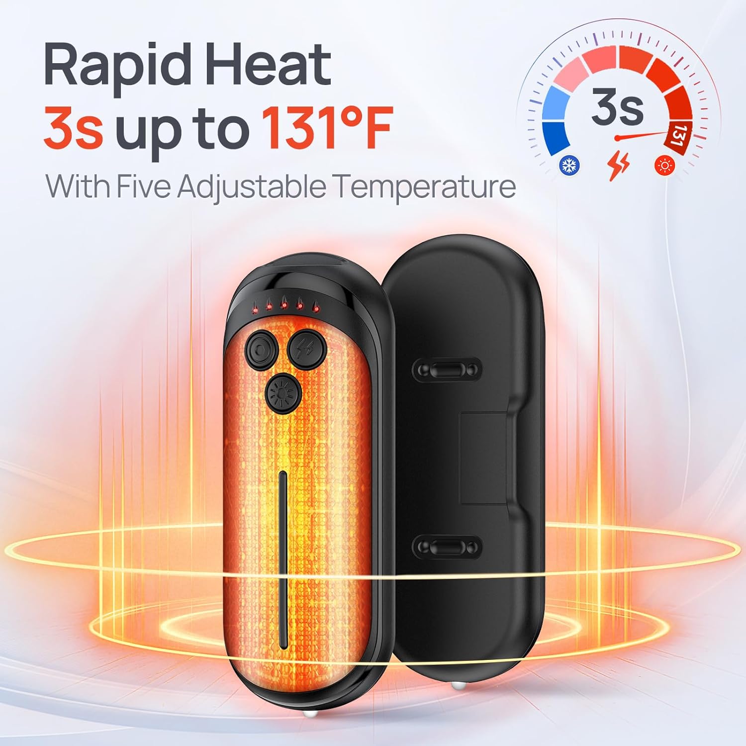 Rechargeable Hand Warmers 2 Pack, 6000mAh Electric Hand Warmer Rechargeable, 2 in 1 Portable Hand Warmers with AI Smart Chips, Outdoor, Hunting, Camping for Family for Christmas - Image 2
