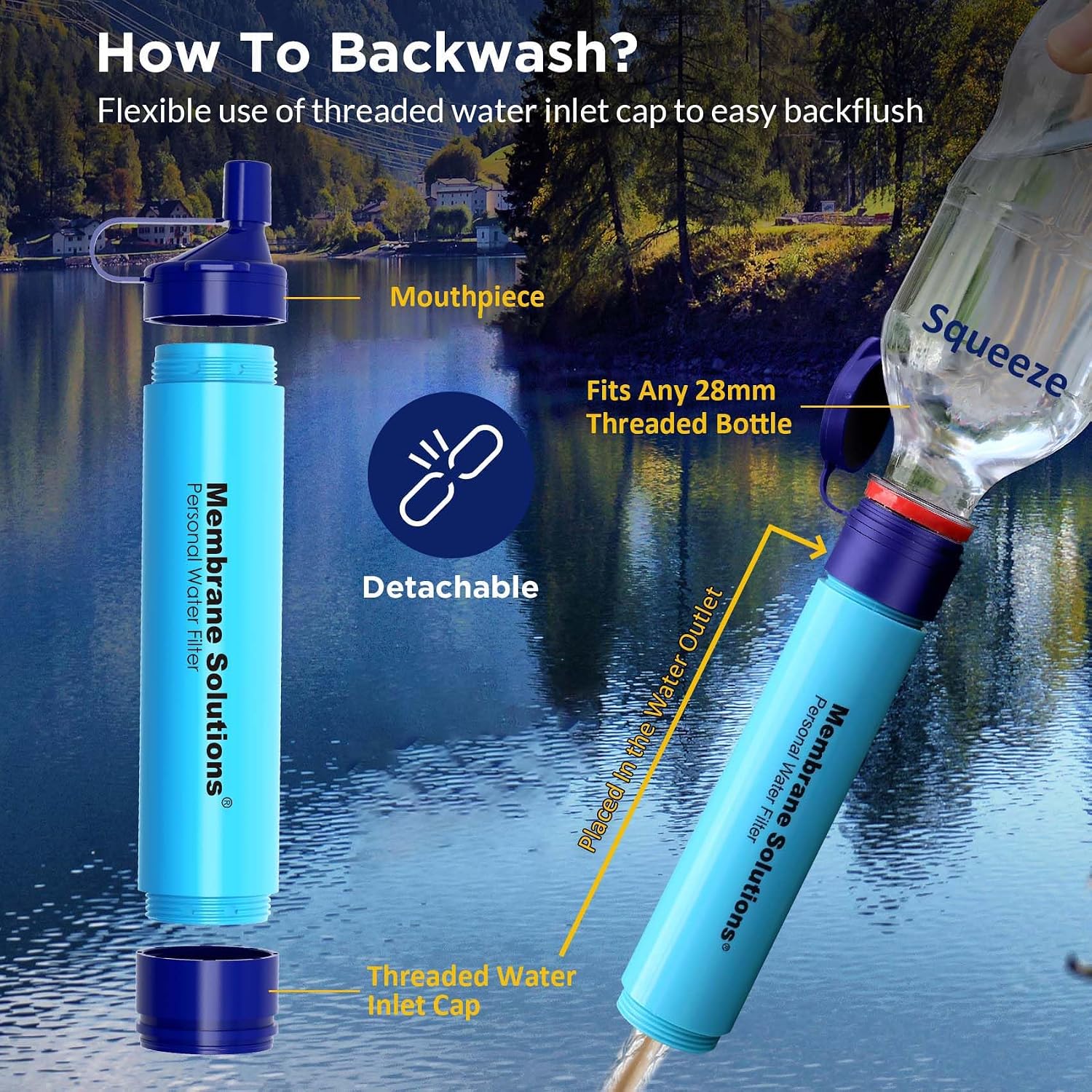 Membrane Solutions Straw Water Filter S1, NSF/ANSI 42&372&401 certificated, Survival Filtration Portable Gear, Emergency Preparedness, Supply for Drinking Hiking Camping Team Family Outing - Image 6