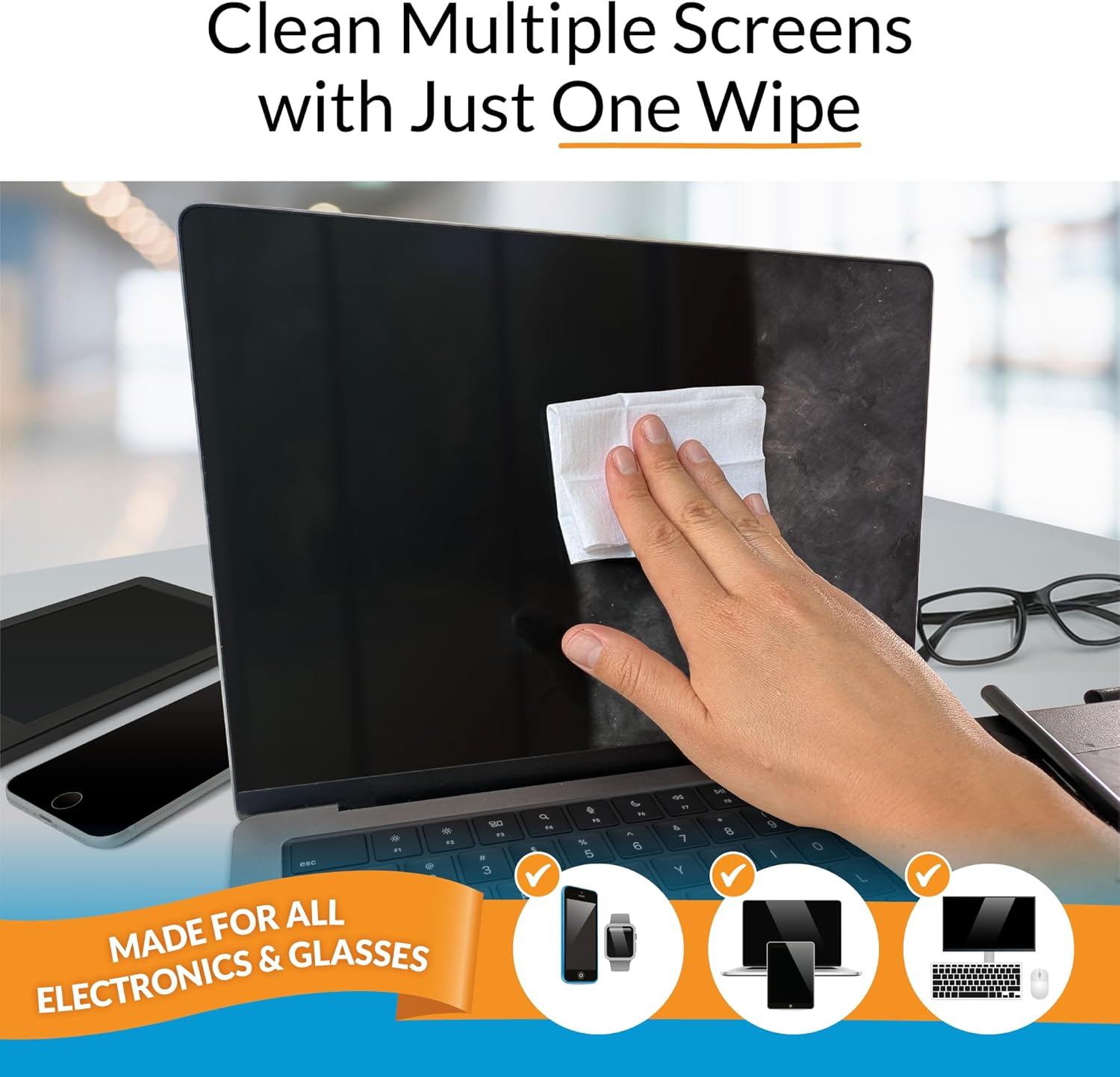 iCloth Large Screen Cleaning Wipes for Electronics, Lint-Free and Streak-Free, Fast-Drying, Removes Dust, Fingerprints, and Smudges (500 Wipes) - Image 4