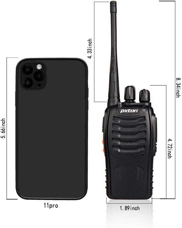 pxton Walkie Talkies Long Range for Adults with Earpieces,16 Channel Walky Talky Rechargeable Handheld Two Way Radios with Flashlight Li-ion Battery and Charger(4 Pack) - Image 3