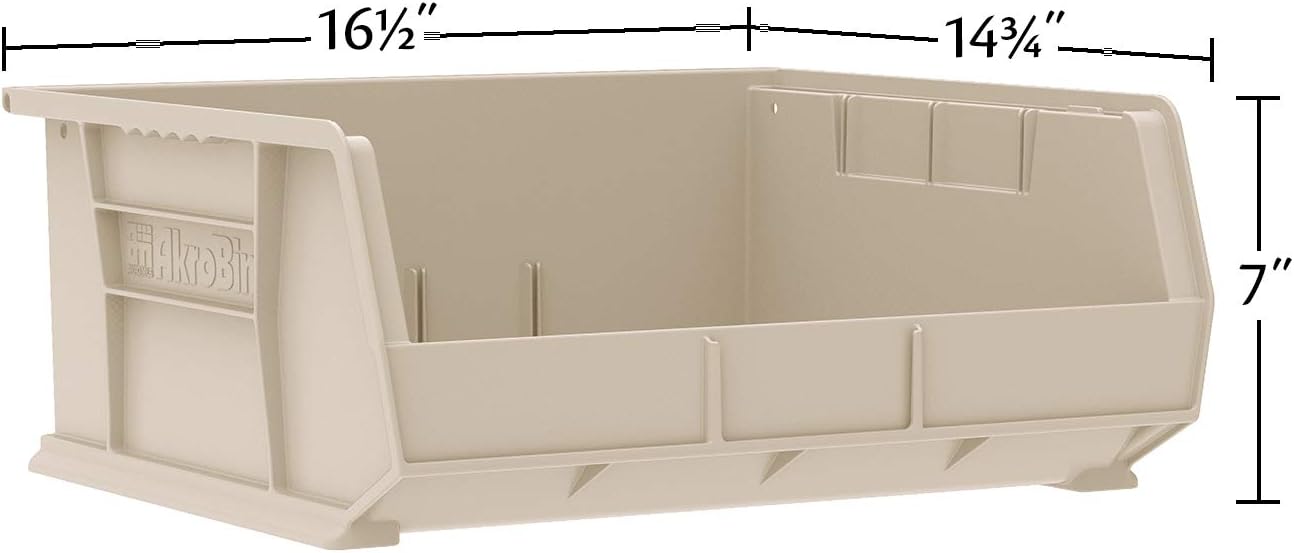 Akro-Mils 30250 AkroBins Plastic Storage Bins, Space-Saving Stackable Bins for Garage, Pantry, Craft Organization, 15" x 16" x 7", Red, 6-Pack - Image 3