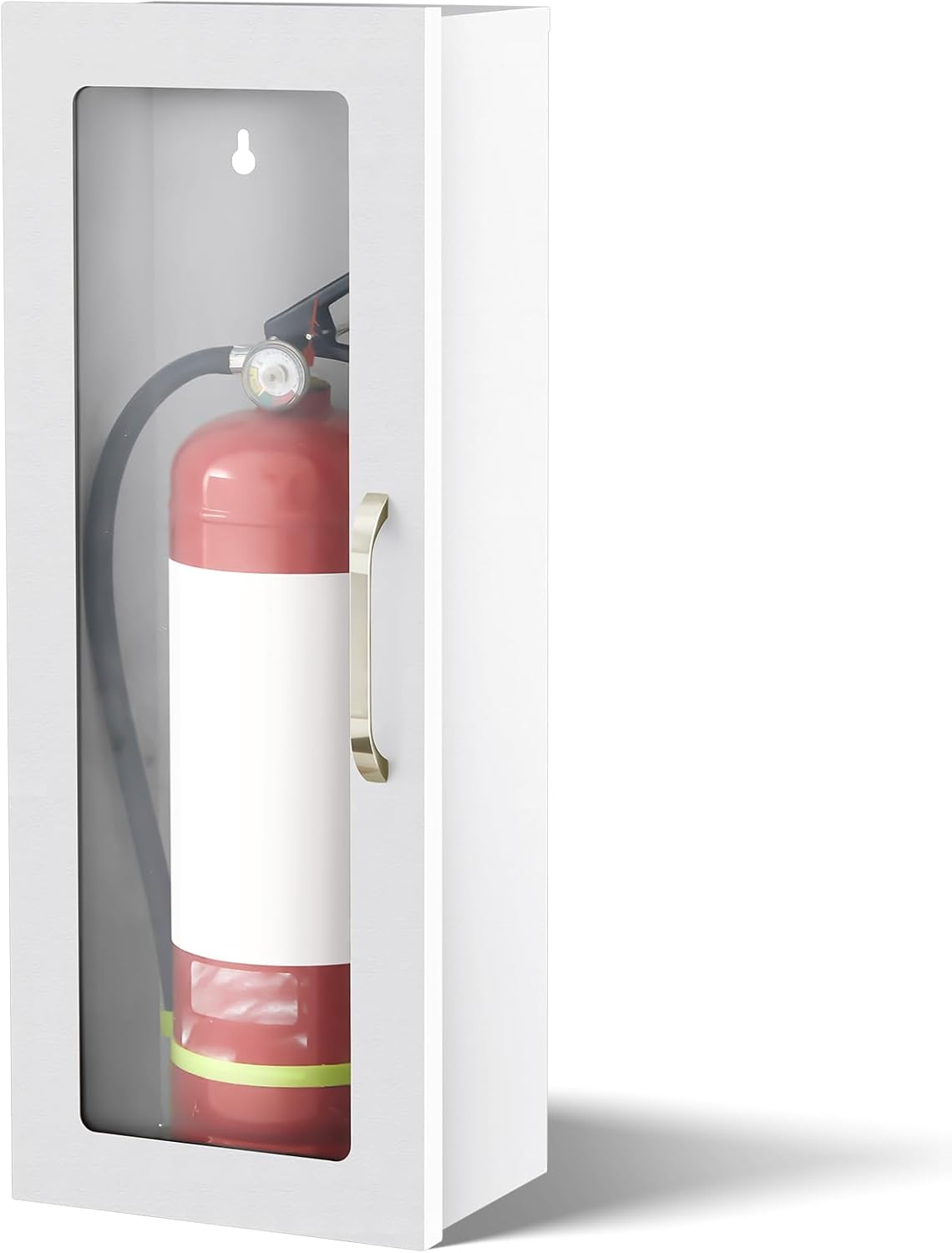 Zonon 1 Pcs 10lb Fire Extinguisher Cabinet Wall & Surface Mount 24-3/4 H x 10-1/4 W x 6-3/4 D 22 Gauge Steel Fire Extinguisher Box Case Extinguishers Holder with Handle for Indoor Outdoor (White)