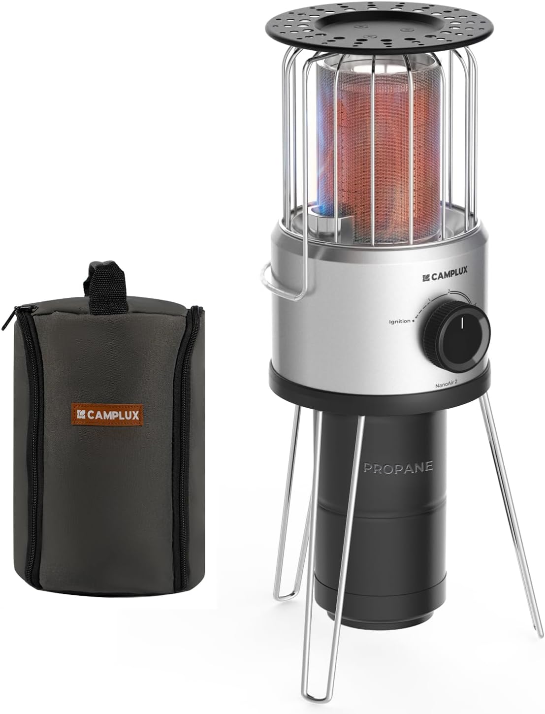 Portable Propane Heater, CAMPLUX 8,500 BTU Outdoor Patio Heater with Safety Tilt Switch and Adjustable Heat, 4.2Lb Light Weight with Storage Bag, Ideal for Camping Tents, Garages, Patio, Fishing Spots