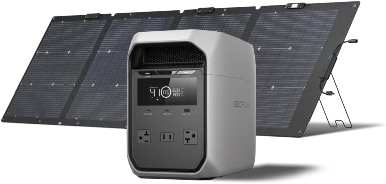 EF ECOFLOW Solar Generator DELTA 3 Classic with 220W Solar Panel, 1024Wh LiFePO4 Battery Portable Power Station, 1800W AC/100W USB-C Output (3600W Surge), 1 Hr Fast Charge for Home, Camping, RV