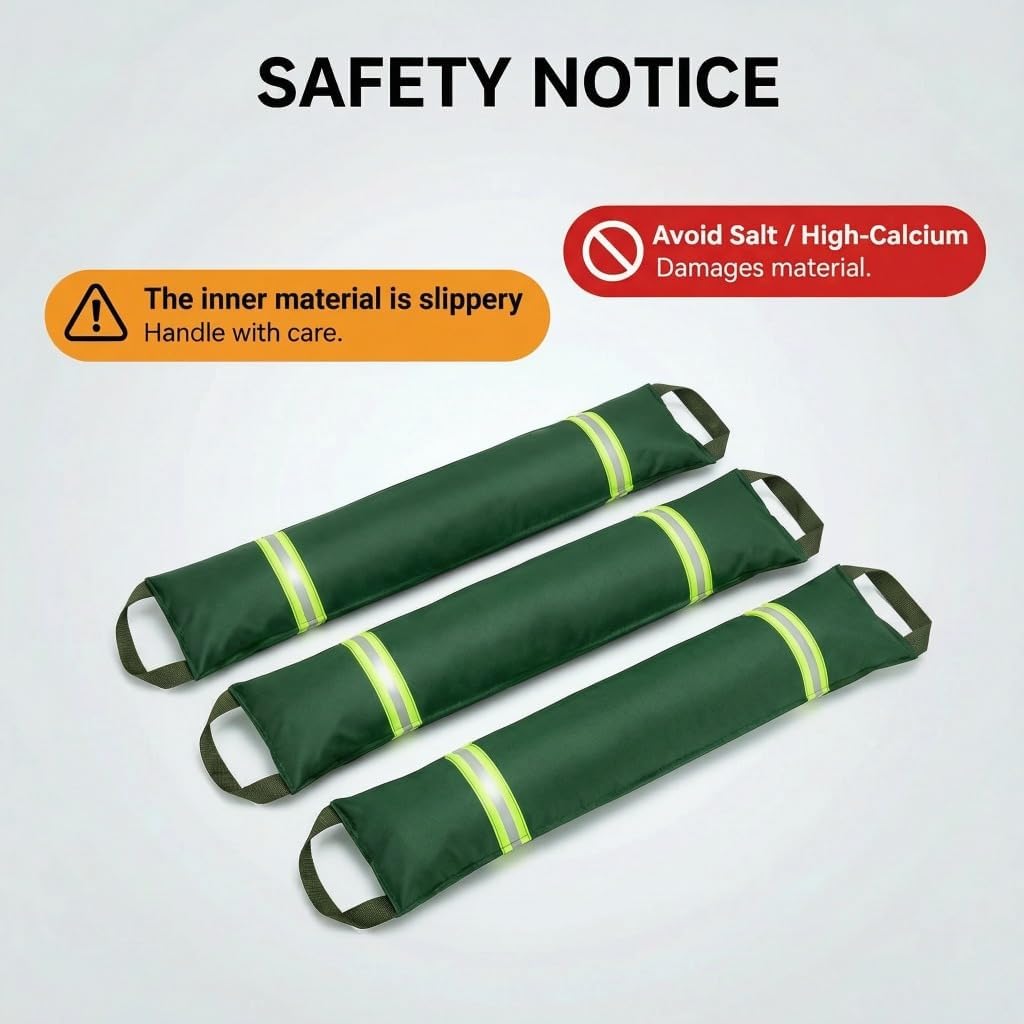3FT Water Barriers for Flooding 3-Pack, Flood Barrier for Home Reusable Sandless SandBags for Flooding with Handles and Reflective Strips, Water Dam for Door, Garage, Basement, Outside and Other - Image 6