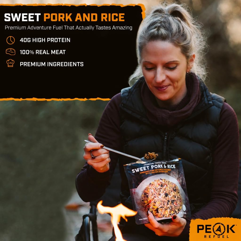 Peak Refuel Sweet Pork & Rice | Premium Freeze Dried Camping Food | Backpacking & Hiking MRE Meals | Just Add Water | 100% Real Meat | 40g of Protein | 2 Serving Pouch - Image 3
