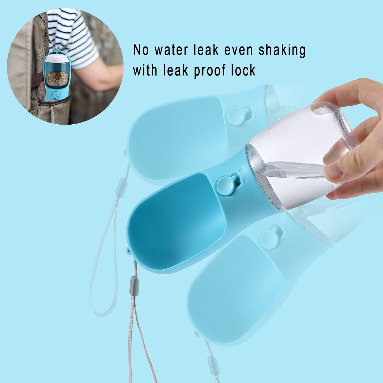 Cibaabo Dog Water Bottle with Food Container, Travel Puppy Water Bowl, Portable Pet Dispenser, Dog Gift Stuff Accessories Items, Puppy Essentials Necessities for Yorkie Cat Walking and Hiking - Image 3