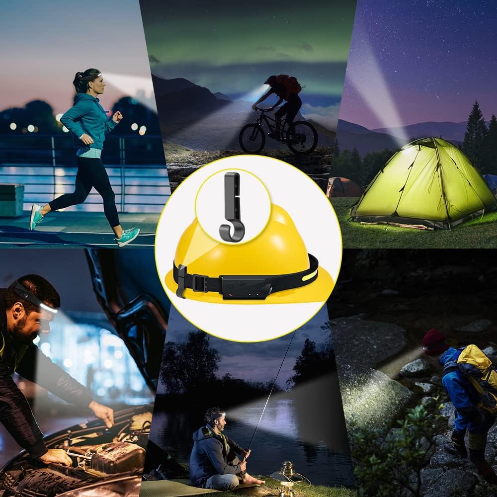 Rechargeable Headlamp 3PCS, 230° Wide Beam Head Lamp, Motion Sensor LED Headlamp Rechargeable, 5Mode Bright Headlamps for Adults, Head Lights for Forehead, Hard Hat Headlight, Camping Essentials Gear - Image 6