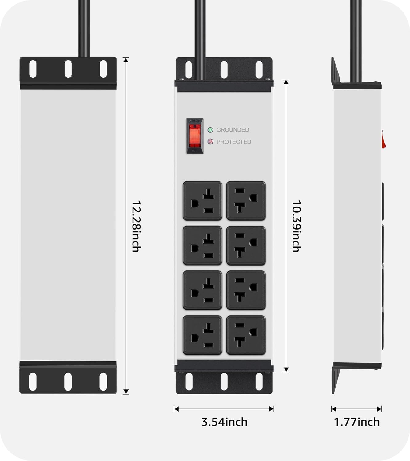 CCCEI Heavy Duty Power Strip Surge Protector 20 AMP, Industrial GFCI Multiple Outlets Extender 12 Gauge 6 FT Extension Cord. Grey High-Amp 8 Plugs for Shop Garage Kitchen. - Image 7