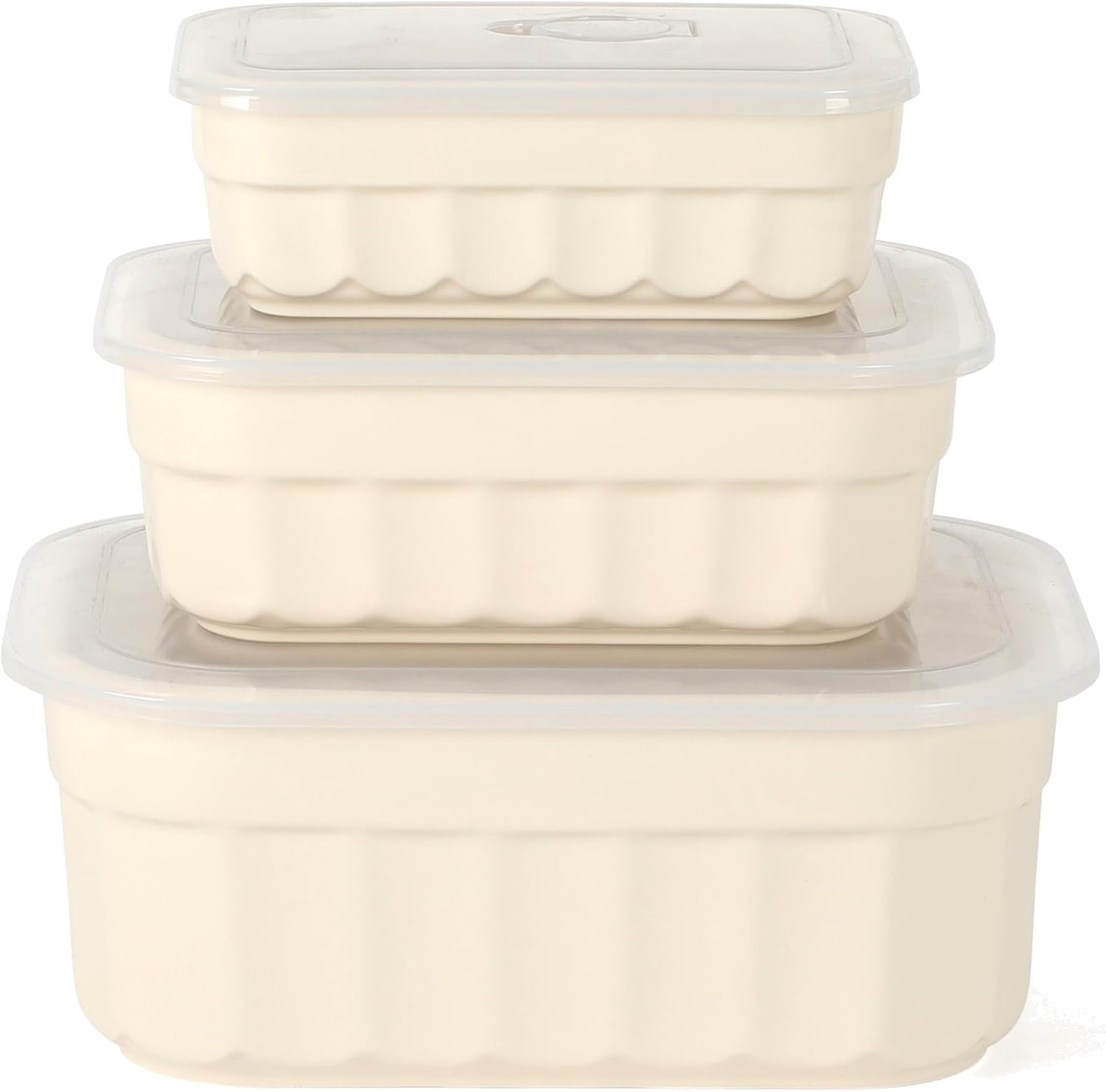 Martha Stewart Broadbrook 6 Piece Stoneware Meal Prep Container Set with Lids, Rectangular Food Storage & Bakewar |Oven, Refridgerator, Microwave, Dishwasher Safe
