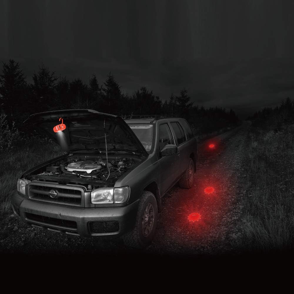 Ecoangel USB Rechargeable LED Road Flares Emergency Lights-Roadside Warning Car Safety Beacon Flashing Disc Flare Kit with Magnetic Base for Vehicles & Boat | 3 Beacon Disc Pack - Image 6