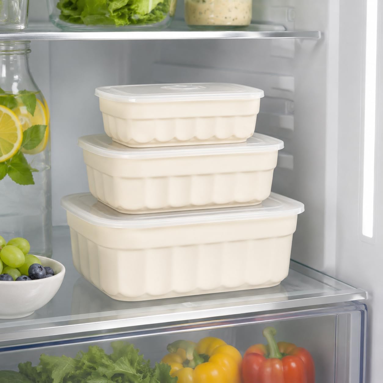 Martha Stewart Broadbrook 6 Piece Stoneware Meal Prep Container Set with Lids, Rectangular Food Storage & Bakewar |Oven, Refridgerator, Microwave, Dishwasher Safe - Image 2