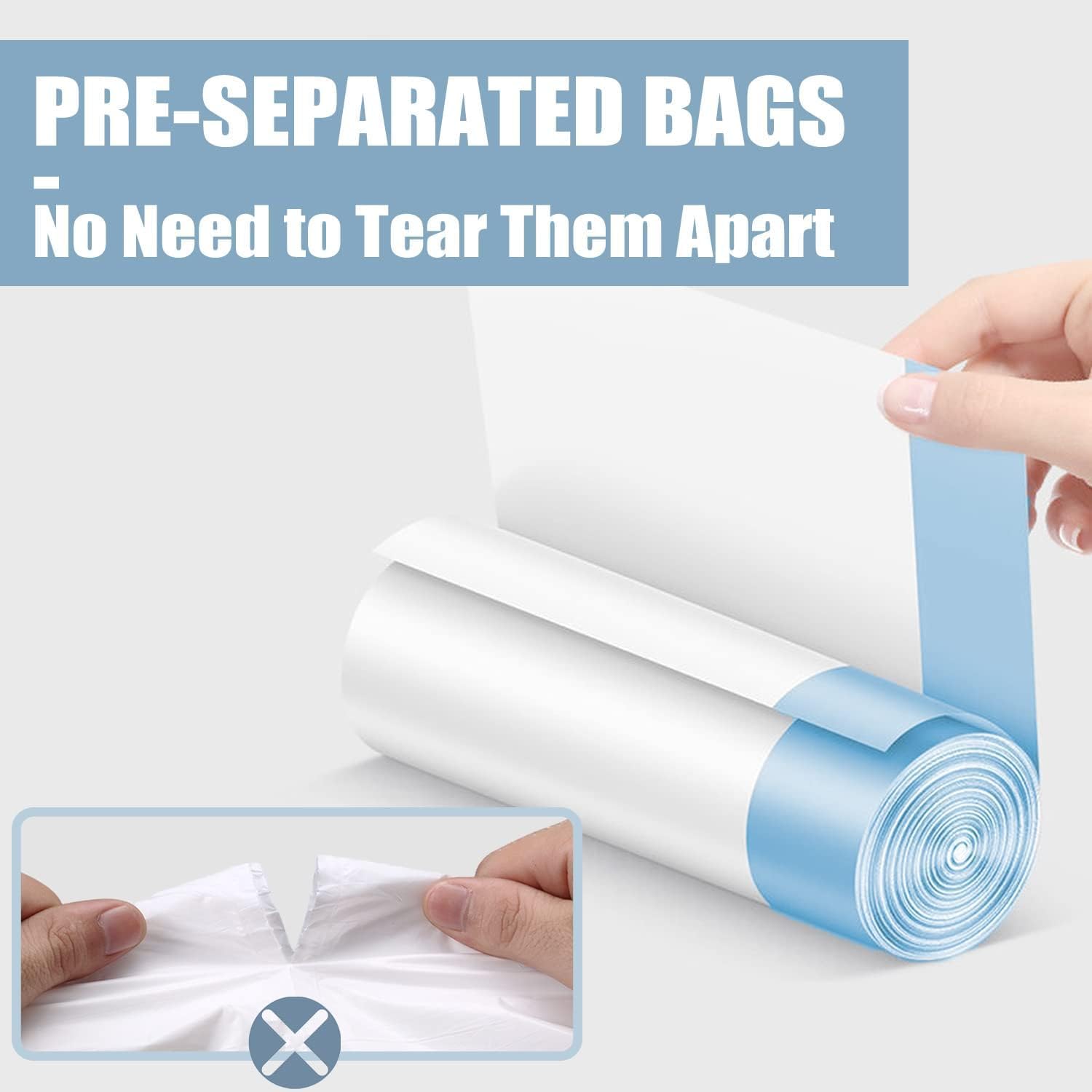 Small Trash Bags 4 Gallon - 150 Count Drawstring 4 Gallon Trash Bag, Tear-Free 4 Gal Small Garbage Bags for Office Bedroom Bathroom Trash Bags, Unscented White 4 Gal Trash Can Liners - Image 4