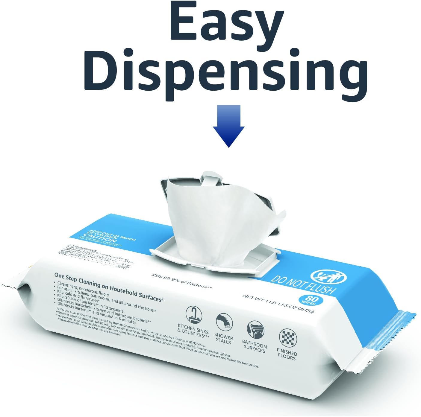 Amazon Basics Disinfecting Wipes, Lemon & Fresh Air Scent, Multi-Surface, Sanitizes/Cleans/Disinfects/Deodorizes, Strong & Convenient, 320 Count (4 Packs of 80) - Image 7