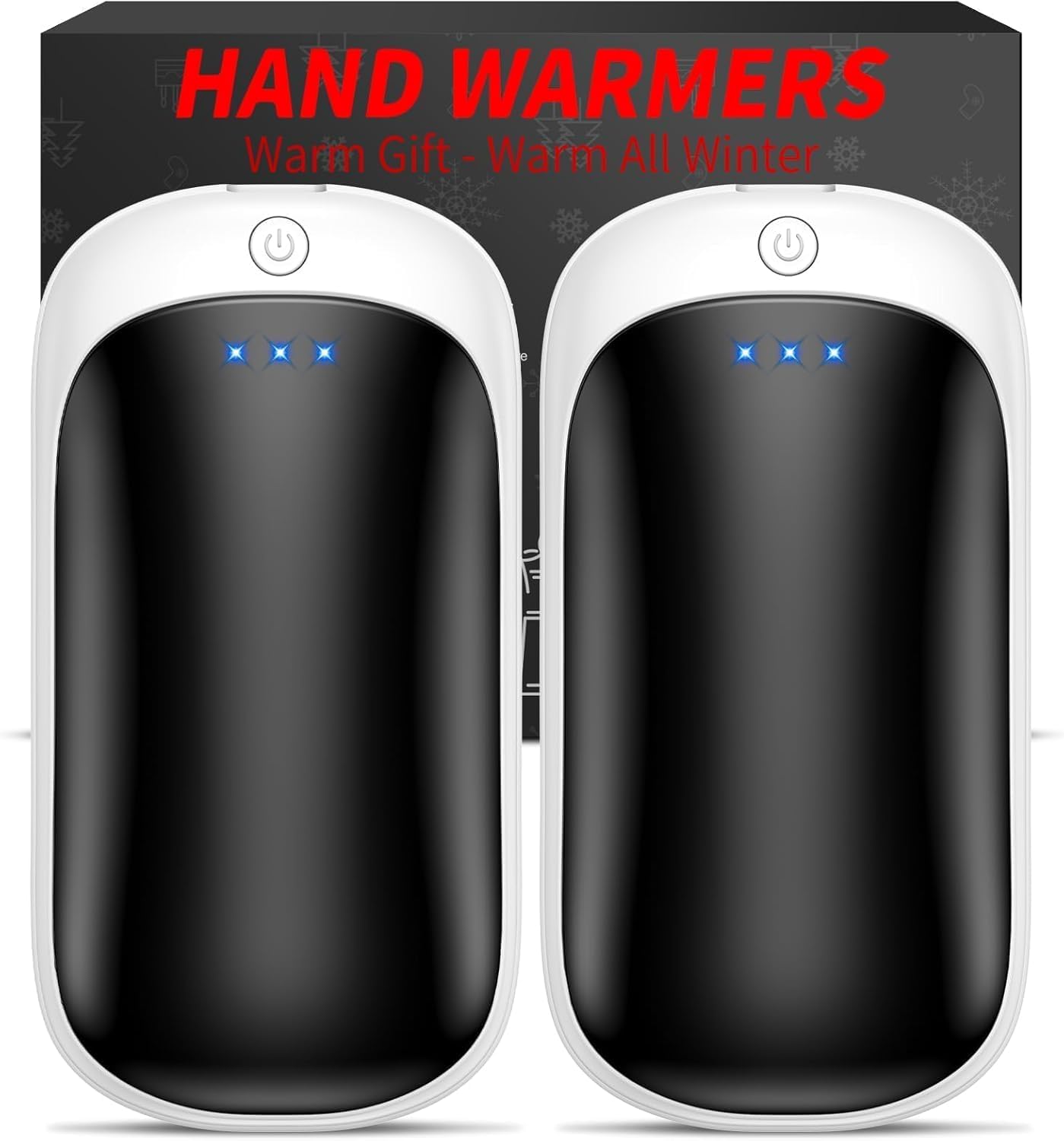 2 Pack Hand Warmers Rechargeable, Portable Electric Hand Warmers Reusable, USB 2 in 1 Handwarmers, Outdoor/Indoor/Warm Gifts for Men Women