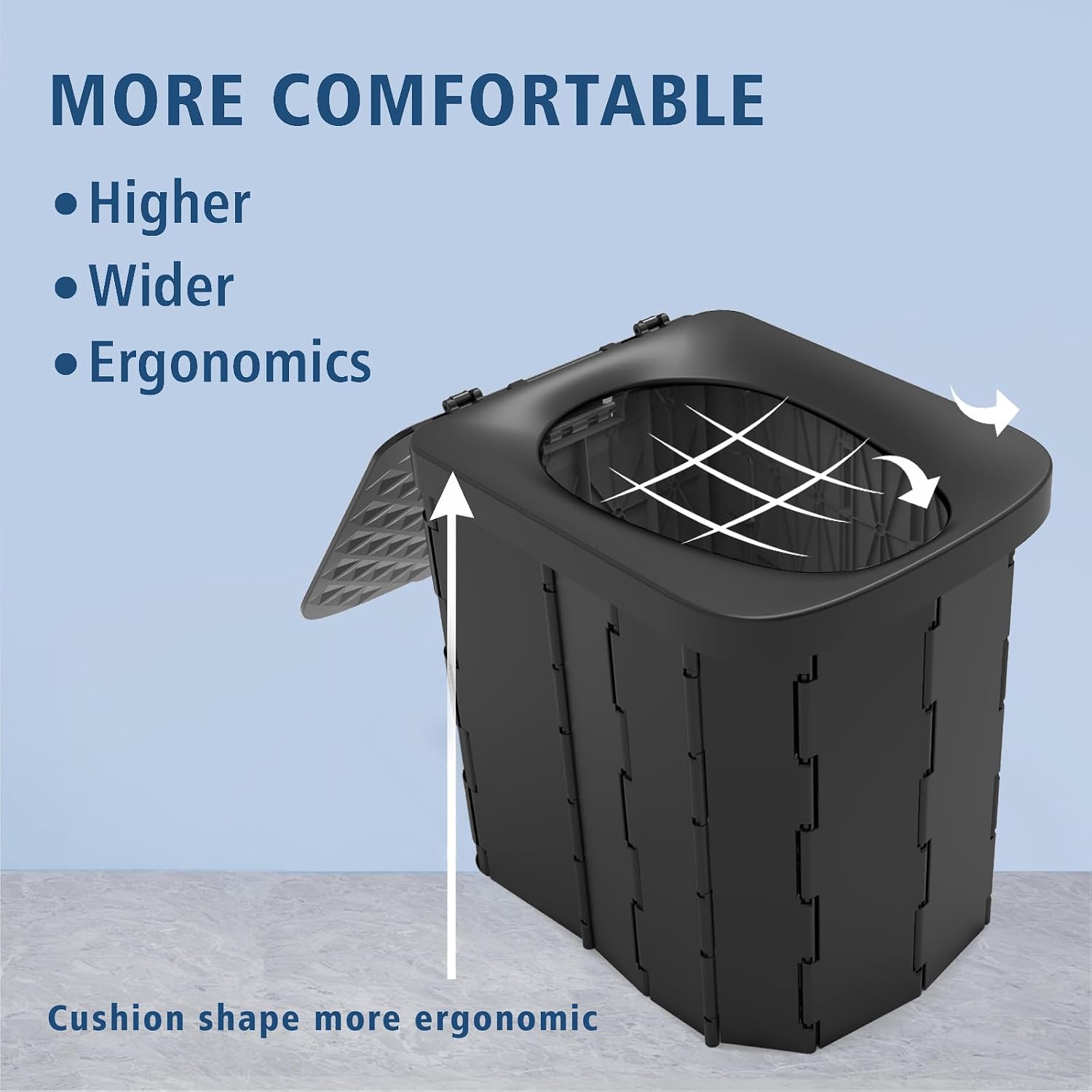 Hapoon XL Portable Folding Camping Toilet - Travel Potty for Adults, 12 Toilet Bags, 12 Pack Liquid Waste Gel, Black - Image 3