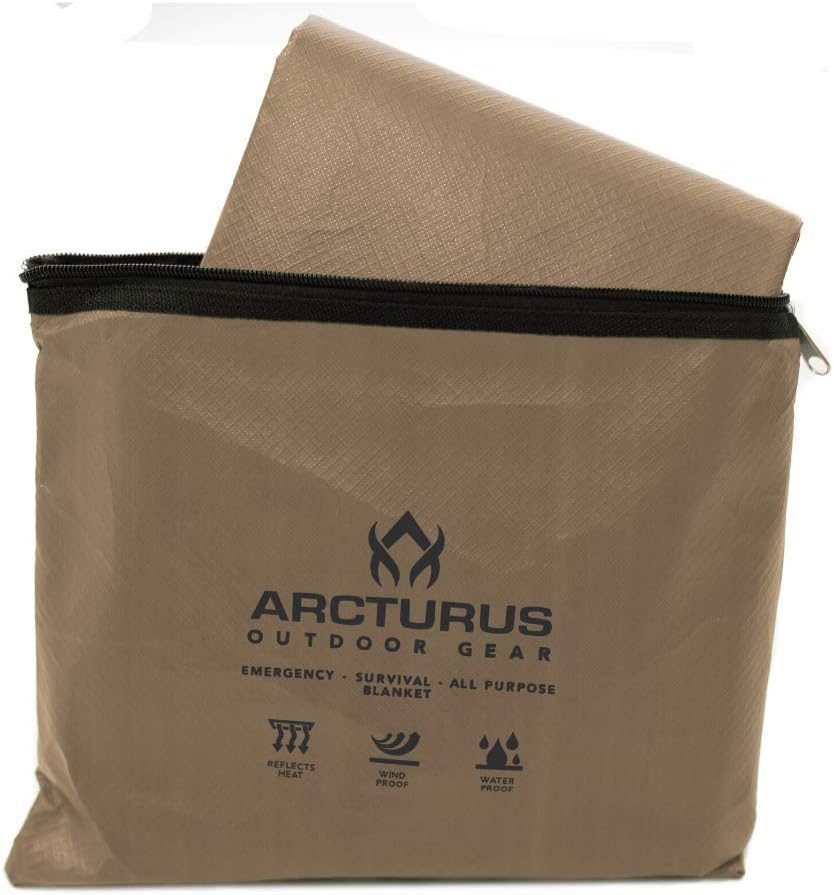Arcturus Insulated Tarp, Reusable Heavy Duty Thermal Survival Blanket – 60x82in, Reflects 90% Body Heat, Waterproof, Windproof, 3-Layer Design, Reinforced Grommets, Coyote Brown - Image 4