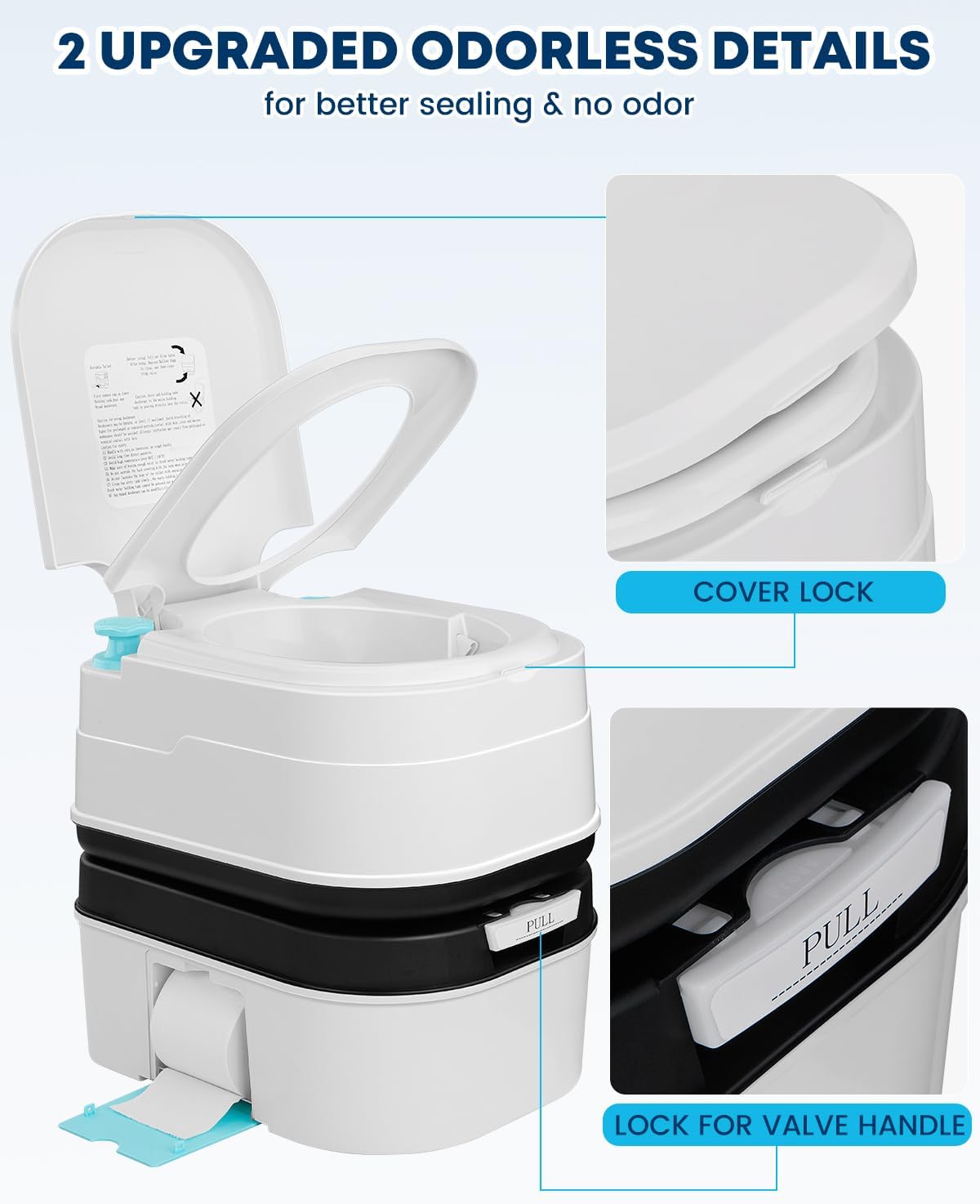 Kohree 6.34 Gal Portable Toilet for Adults: Large Camping Toilet with Detachable Waste Tank - Odorless Leak-Proof Boat Porta Potty with Paper & Detergent Collection for Home Use, Camper, RV Travel - Image 4