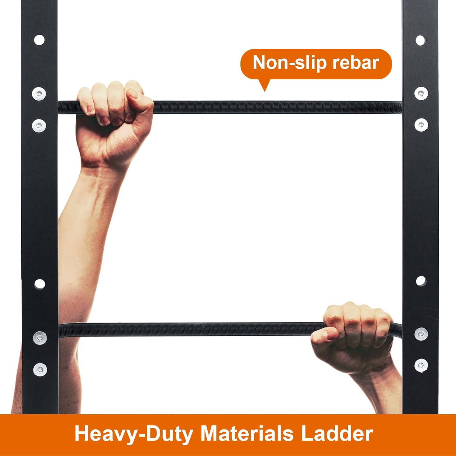 4-Rung Window Well Ladder Straight, Heavy Duty Steel Fire Escape Ladder, Powder-Coated Basement Egress Wall Mounted Ladder 45.2" Lx17.9 W, Black - Image 6