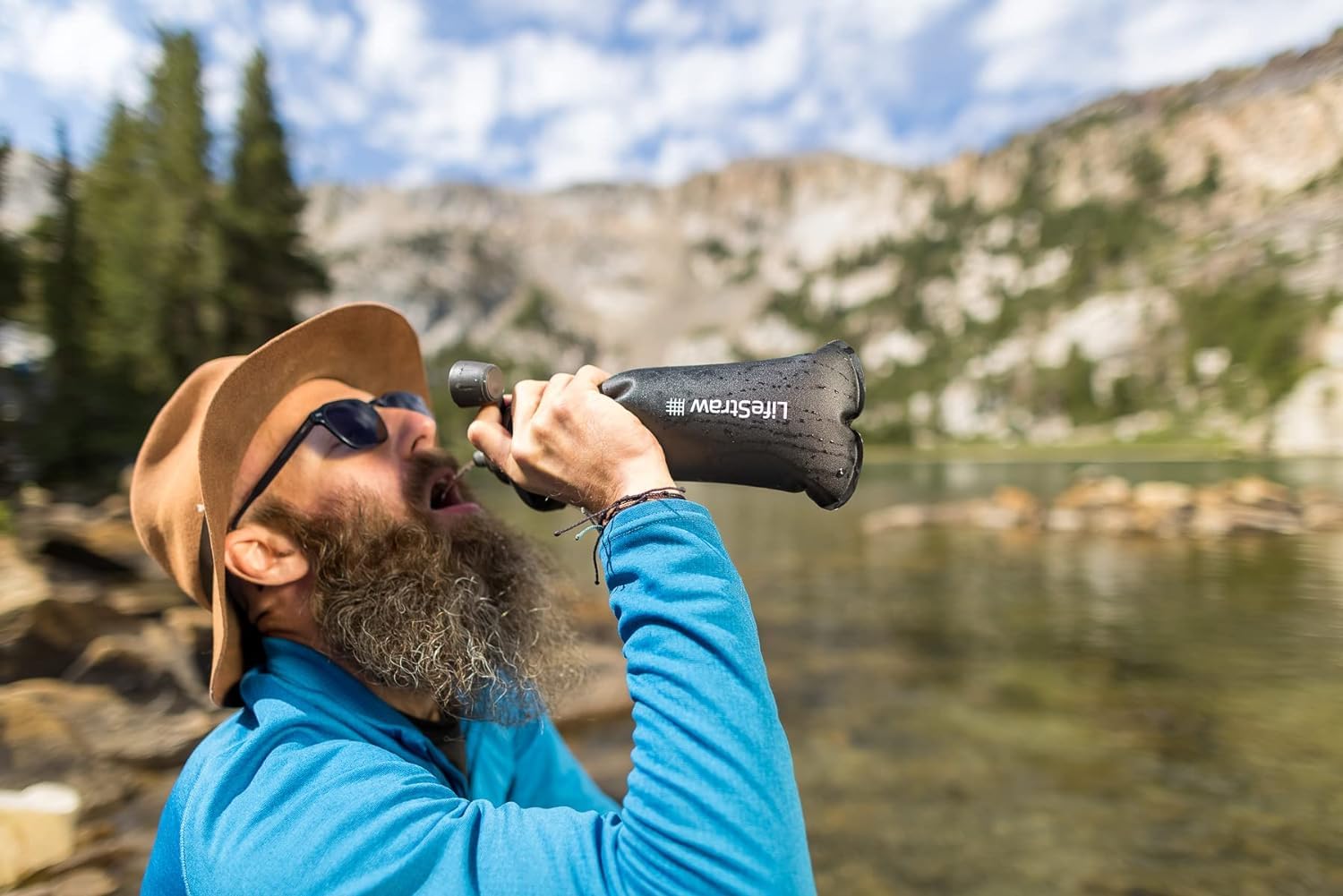 LifeStraw Peak Series - Collapsible Squeeze Bottle Water Filter System - 1L for Trail Running, Camping, Hiking, Travel, Cycling, and Fishing; Mountain Blue - Image 5