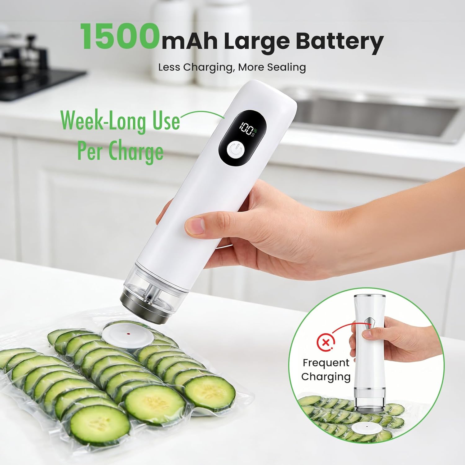 ROUUO Vacuum Sealer for Food Portable Food Sealer with 30 Reusable Bags, USB-C, Dry/Moist/Canister/Wine Mode – Long-Lasting Wireless Compact Vacuum Sealer for Travel, Camping, and Home Kitchen - Image 2