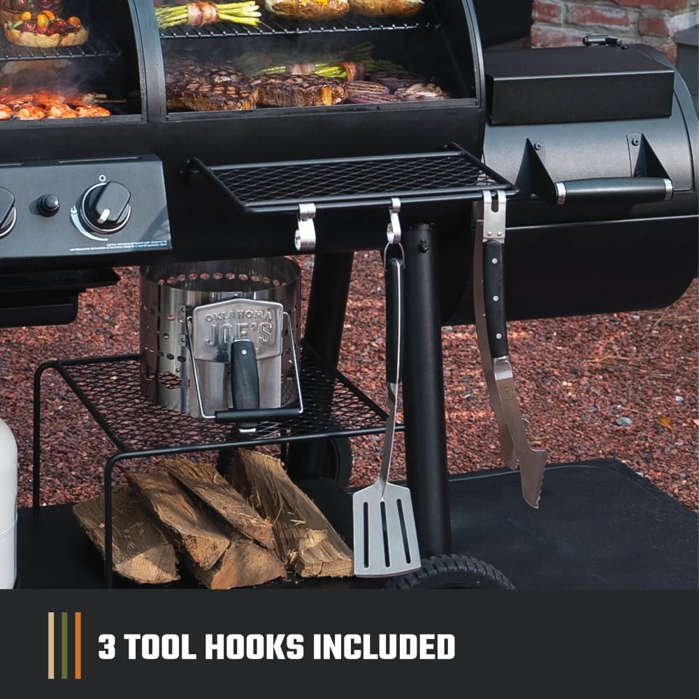 Oklahoma Joe's Canyon Combo Dual Fuel 3-Burner Propane Gas and Charcoal Smoker and Grill with 1031 sq. in. Cooking Area in Black - Image 7