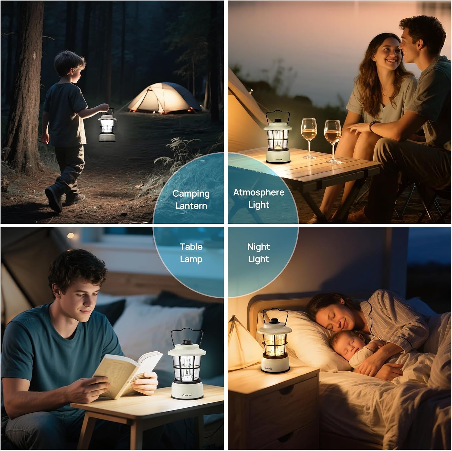 Consciot CL1 Mini Dual Light Sources LED Lantern, Retro Style Battery Powered Lamp, Dimmable Warm White and Daylight Modes, Up to 200H Run Time, Portable Atmosphere Lights for Indoor & Outdoor Use - Image 8