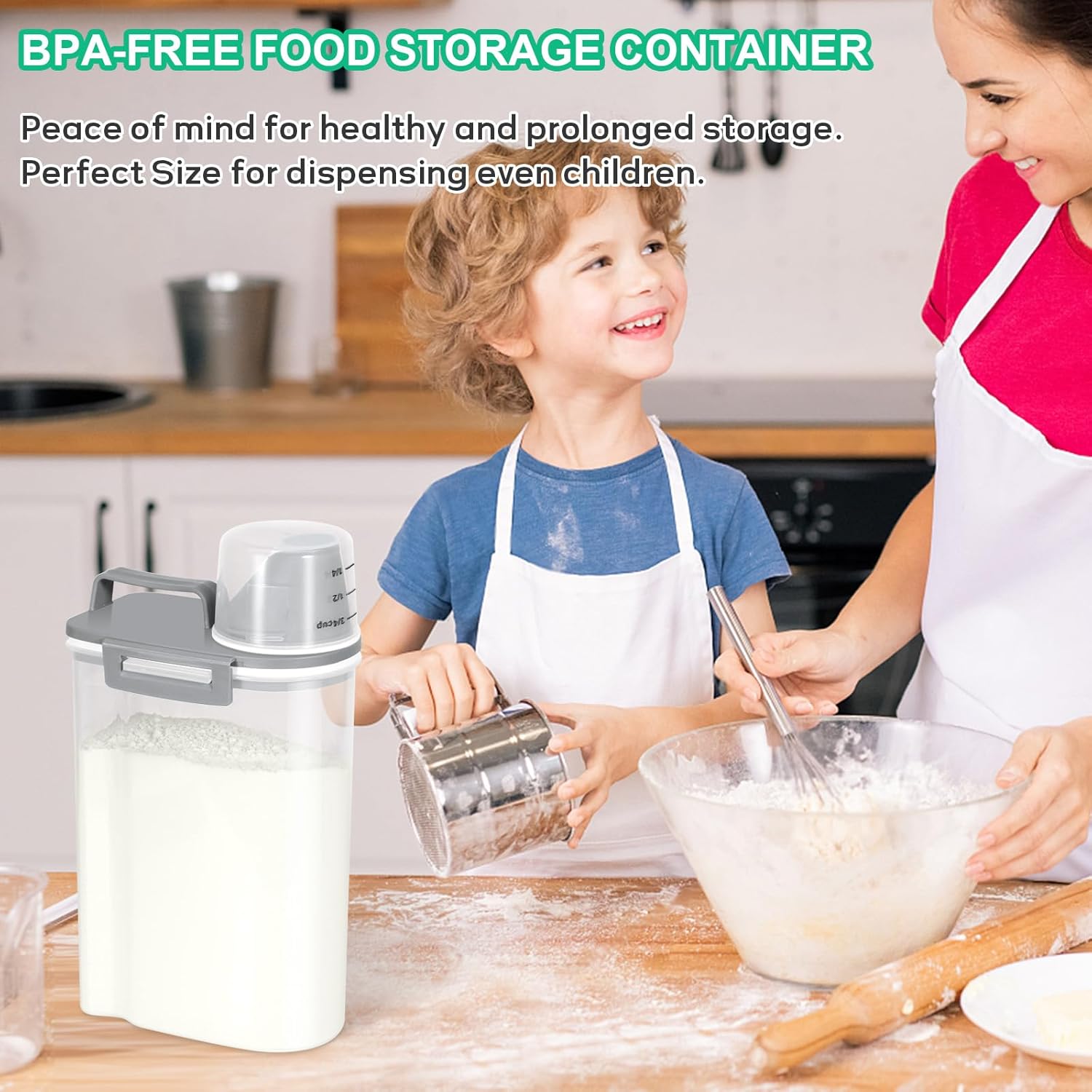 TBMax Rice Storage container 4 Lbs, Small Rice Dispenser with Measuring Cup, Cereal Containers Flour Bin, Kitchen Food Storage Container and Pantry Organizers, Pet Dog Cat Food Dispenser - Image 4