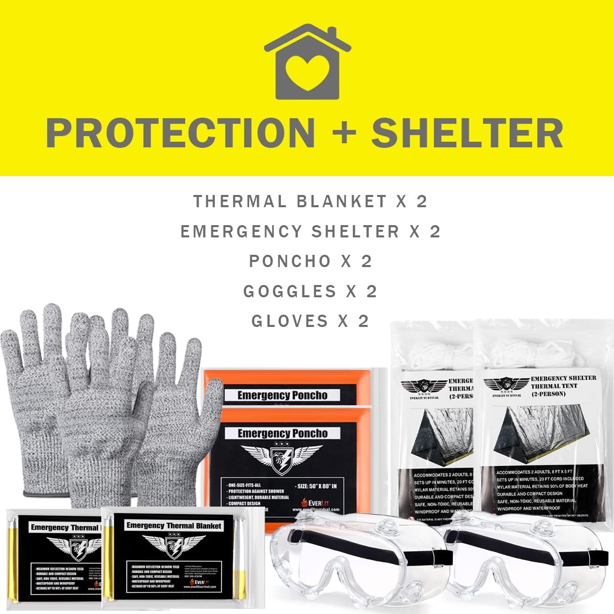 EVERLIT Complete 72 Hours Earthquake Bug Out Bag Emergency Survival Kit for Family. Be Prepared for Hurricanes, Floods, Tsunami, Other Disasters - Image 4