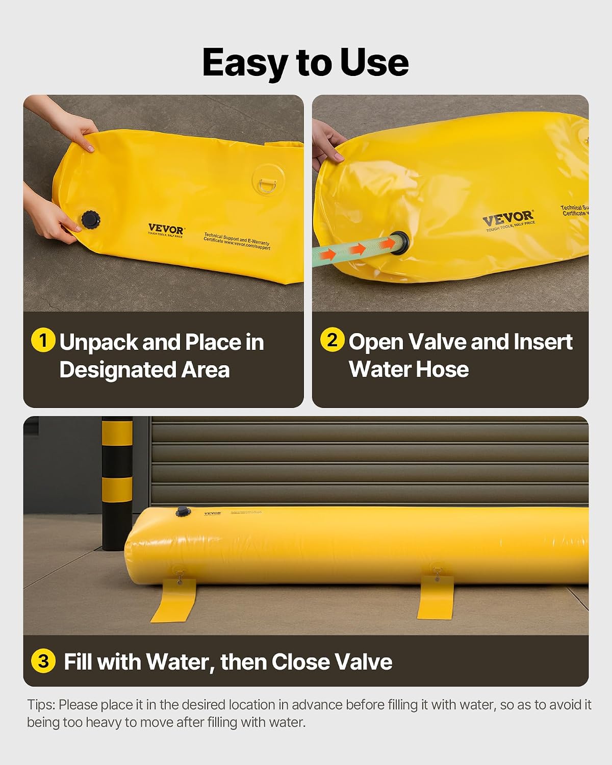 Flood Barrier, Flood Bags, Sandbag Alternative, Water Barrier for Flooding with Great Waterproof Effect, Reusable PVC Water Diversion Tubes, Lightweight Flood Barriers for Home, Door, Garage - Image 5