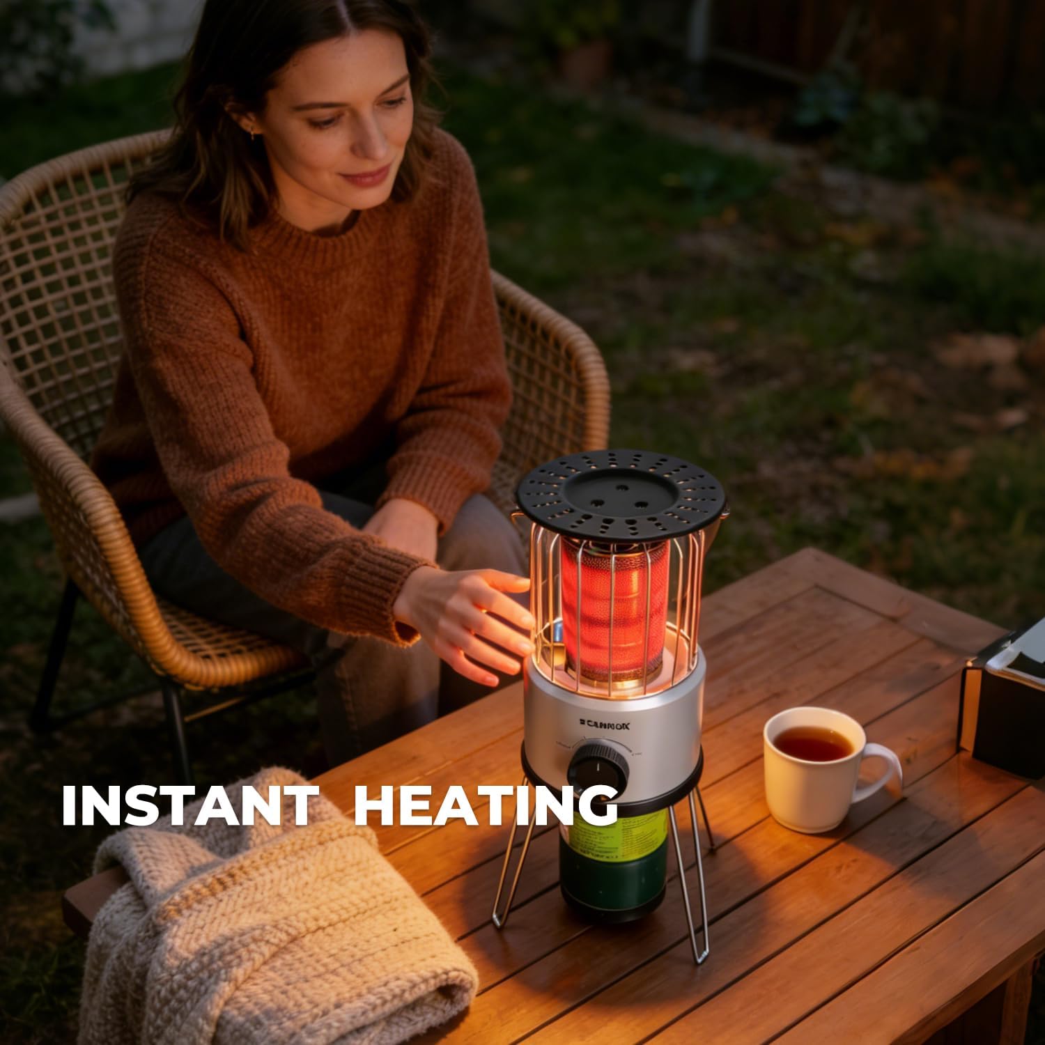 Portable Propane Heater, CAMPLUX 8,500 BTU Outdoor Patio Heater with Safety Tilt Switch and Adjustable Heat, 4.2Lb Light Weight with Storage Bag, Ideal for Camping Tents, Garages, Patio, Fishing Spots - Image 8
