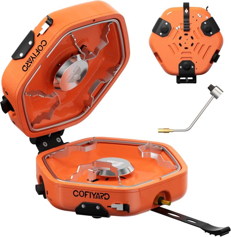 Cofiyard Propane 2 Burner Camping Stove with Carrying Bag, Portable Folding Gas Stove for Camping, Backpacking Camp Stove for Outdoor Cooking with 17,000 BTU Adjustable Burners for BBQ, Tailgating