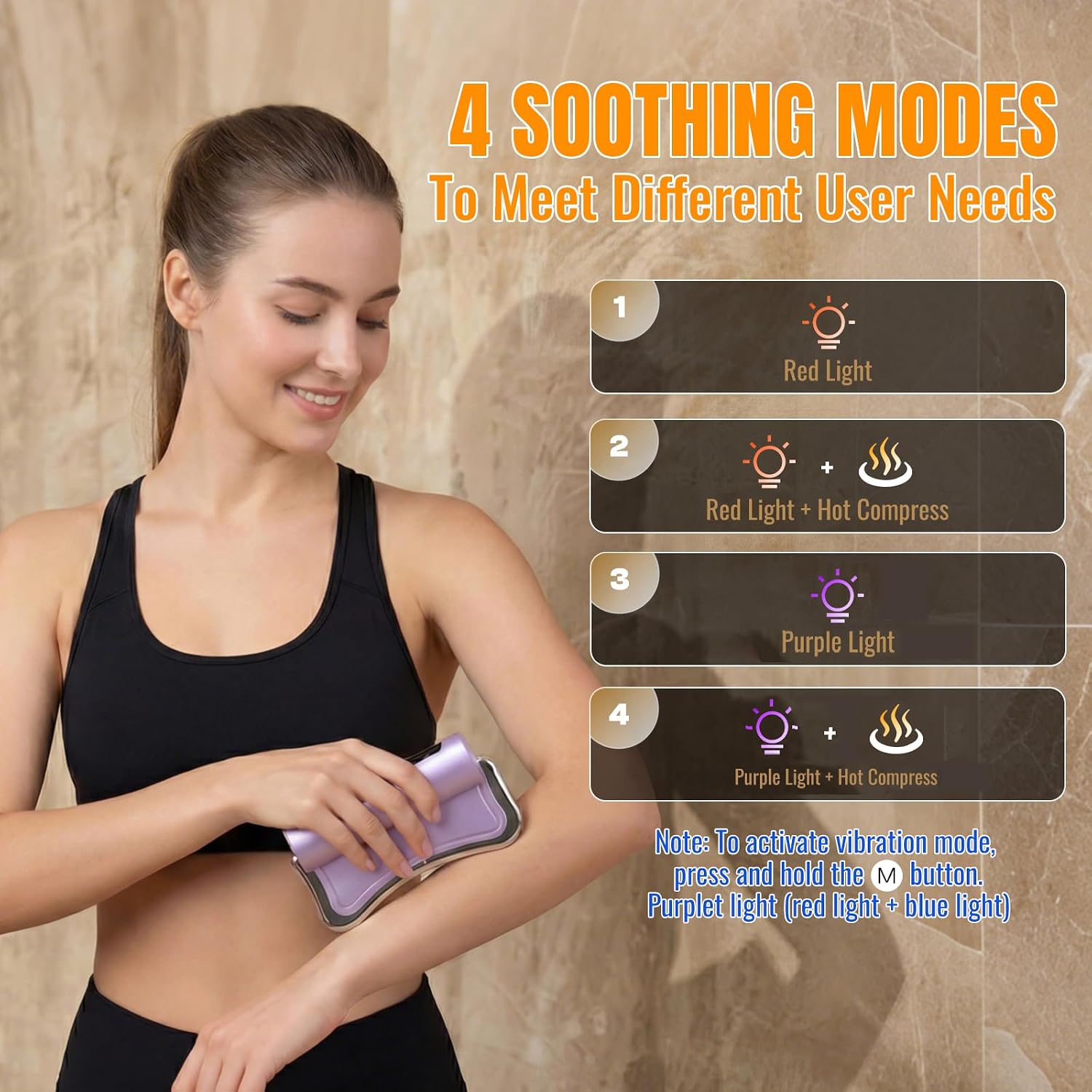 2026 New Upgrad Electric Muscle Scraper Tool for Full Body, Massage, Heated, Relaxation & Skincare, 4 Modes 3 Levels Multifunctional Gua Sha Tool Gifts for Family (Purple) - Image 4