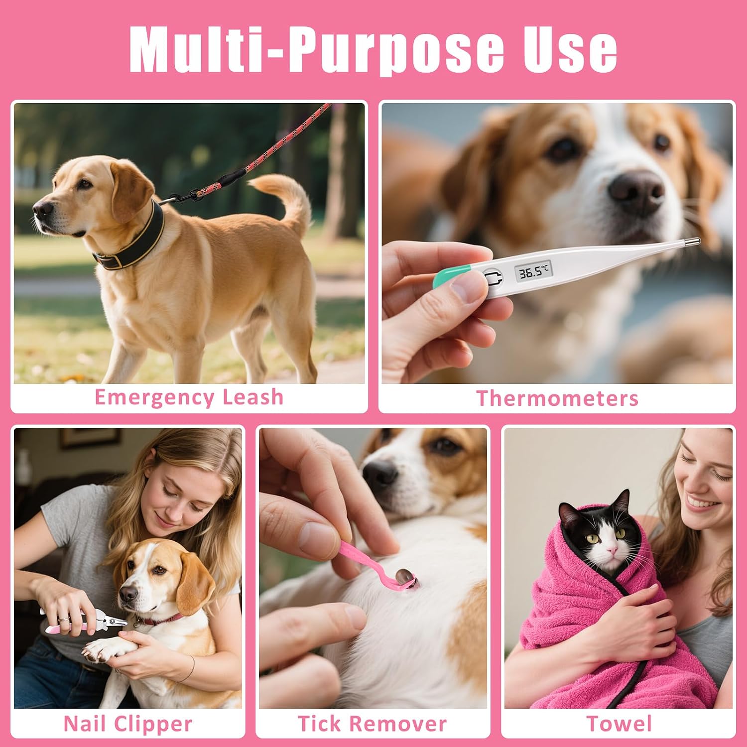 Pet First Aid Kit for Dogs - Pet Emergency Kit for Camping Hiking Traveling Hunting and Sports (Pink) - Image 4