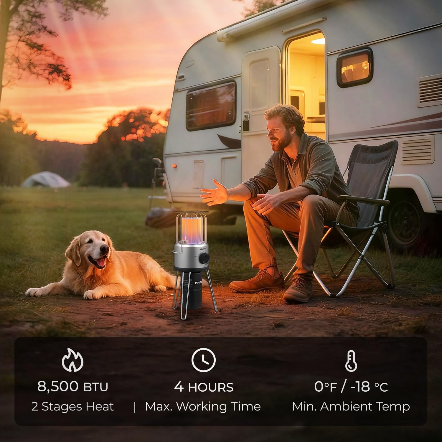 2 in 1 Propane Heater & Stove, CAMPLUX 8500 BTU Portable Propane Heater Indoor with Handle, Outdoor Gas Stove for Patio, Camping, Tent, Ice Fishing, Garage - Image 4
