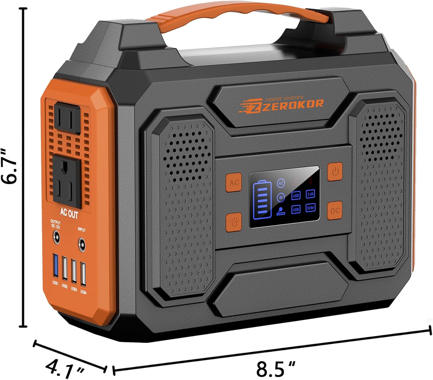 Portable Solar Generator, 300W Portable Power Station with Foldable 60W Solar Panel,110V Pure Sine Wave 280Wh Battery Power Pack with USB DC AC Outlet for Camping Smart Devices RV Van Outdoor-Orange - Image 5