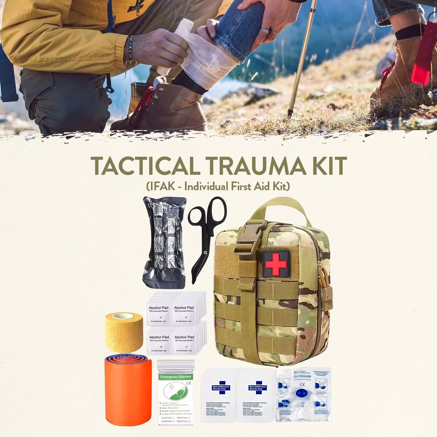 TacPreps 72 Hour Survival Kit, 45L Bug Out Bag with Emergency Food, Water Filter, First Aid Kit, Shelter and Survival Tools - Image 7
