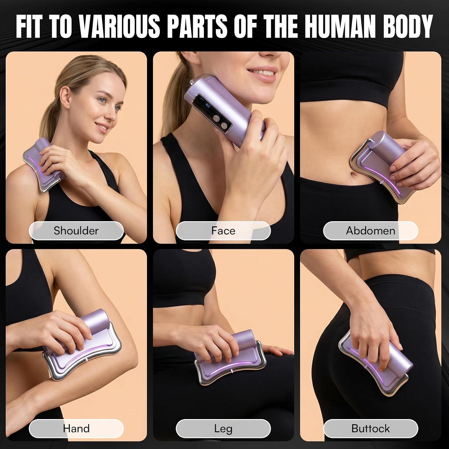 2026 New Upgrad Electric Muscle Scraper Tool for Full Body, Massage, Heated, Relaxation & Skincare, 4 Modes 3 Levels Multifunctional Gua Sha Tool Gifts for Family (Purple) - Image 2