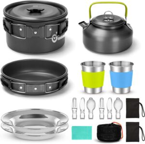 Odoland 15pcs Camping Cookware Mess...