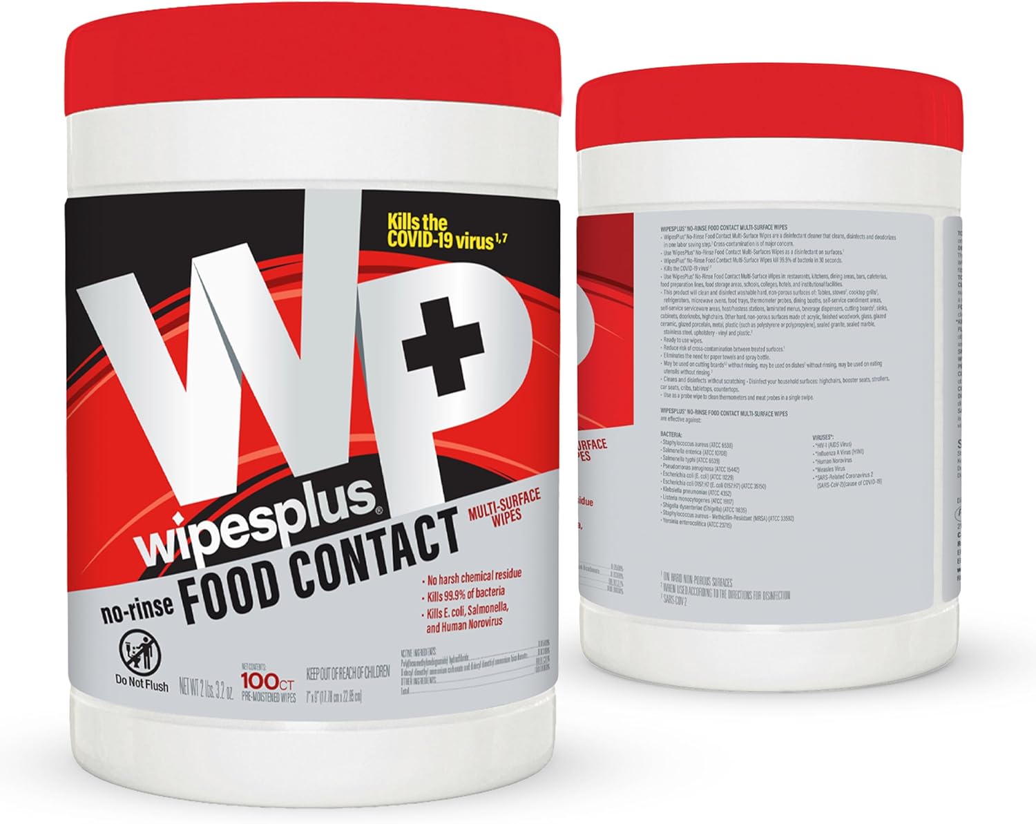 WIPESPLUS Cleaning Wipes All Purpose Food Contact - No Rinse, No Residue, Quick Dry Formula, Disinfecting Wipes For Restaurants, Foodservice, Schools - Canister, 100 Count - Image 2