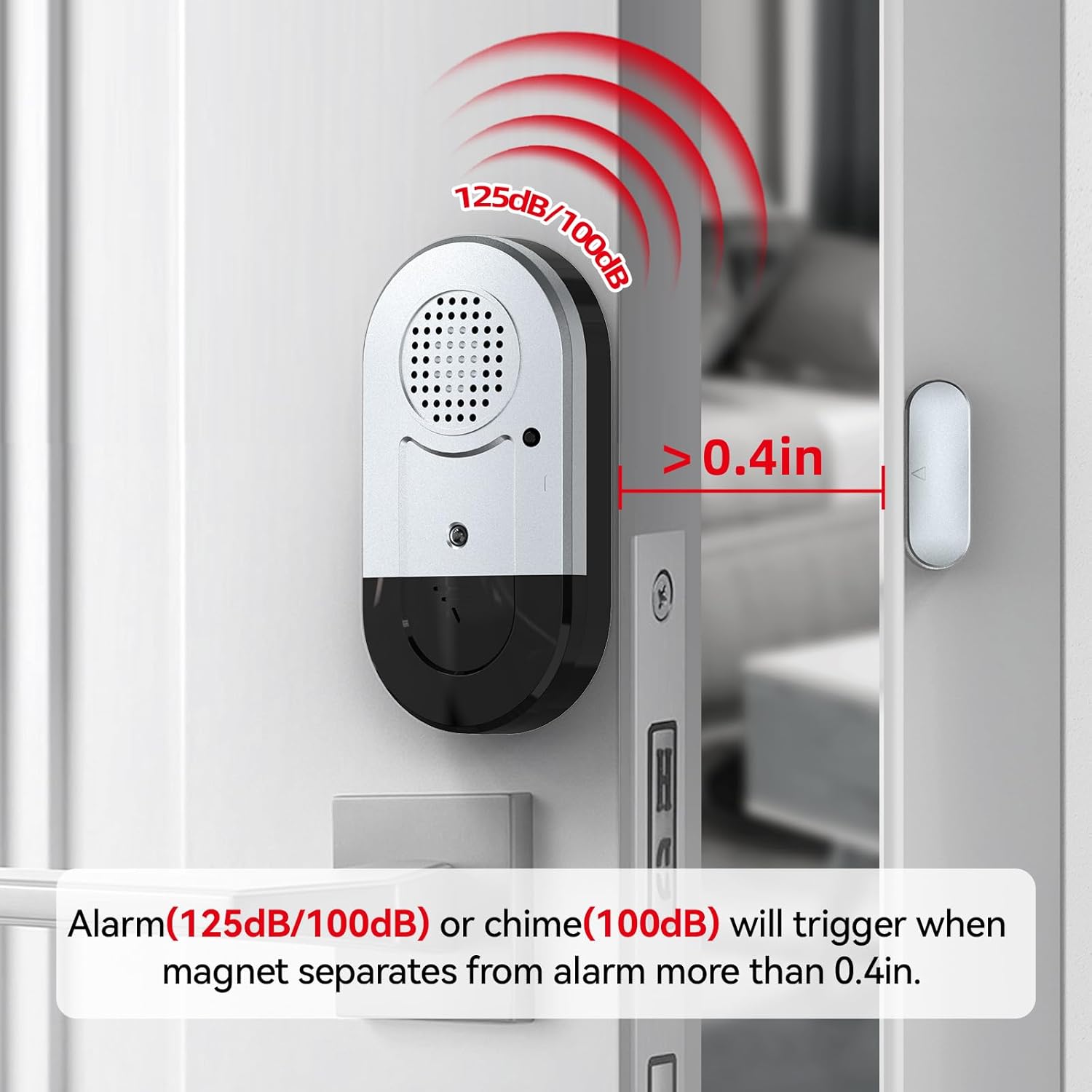 Sanjie Door Window Alarms - 5 Pack,125dB,Volume Control,Window Door Open Alarm Sensors for Kids Safety/Dementia/Pool,Wireless Sensors Keep Your Home Security,Easy to Install,Long Battery Life - Image 2