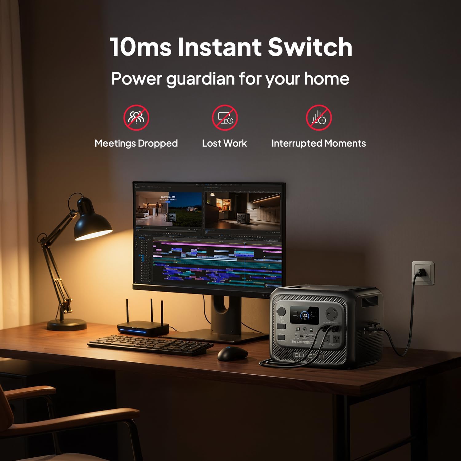 BLUETTI Elite 300 Portable Power Station, 3014Wh LiFePO4 Battery Backup for Home Power Outage, 2400W Solar Generator (4800W Surge), 3kWh Compact Home Backup & RV Power with TT-30 RV Port & 12V/30A DC - Image 6