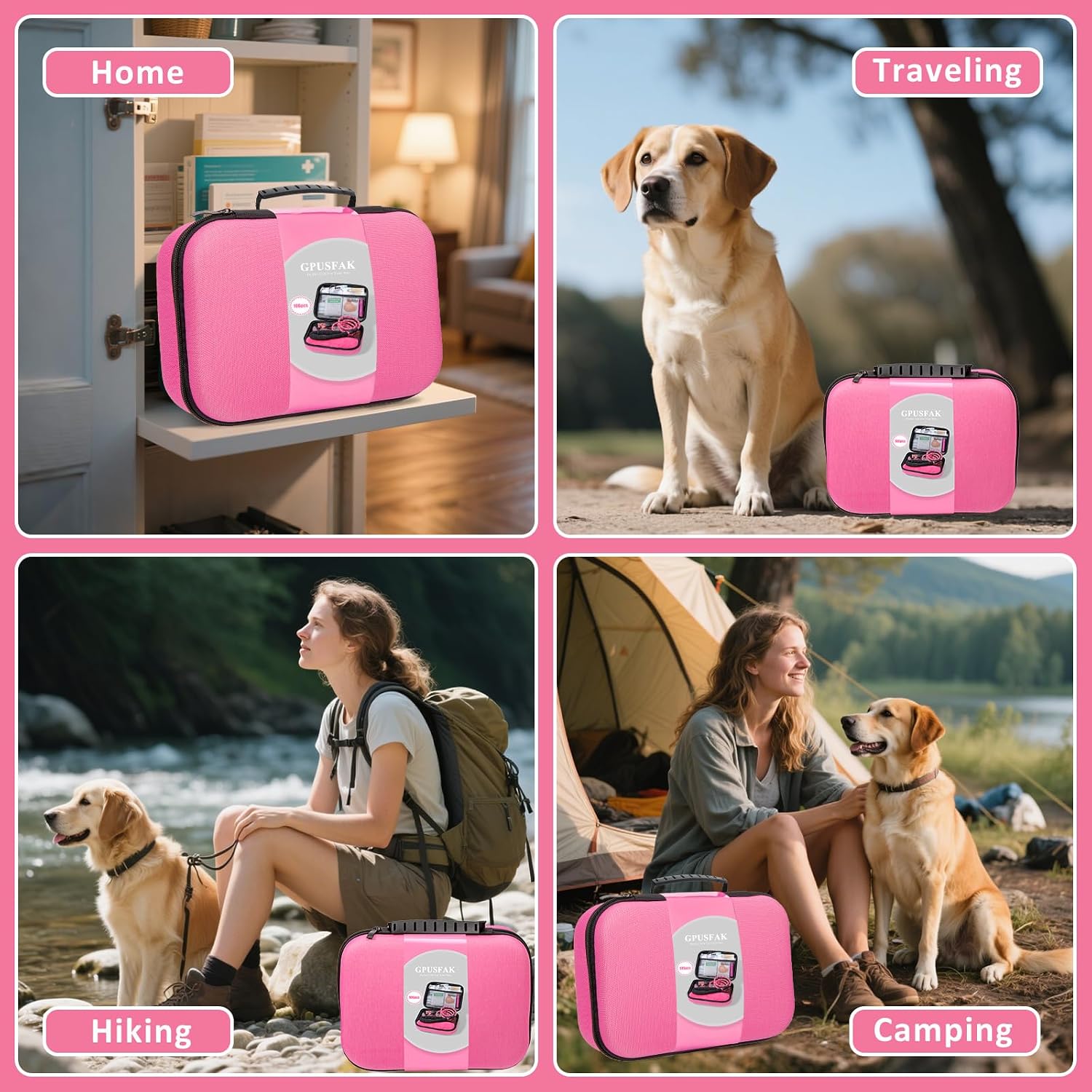 Pet First Aid Kit for Dogs - Pet Emergency Kit for Camping Hiking Traveling Hunting and Sports (Pink) - Image 3