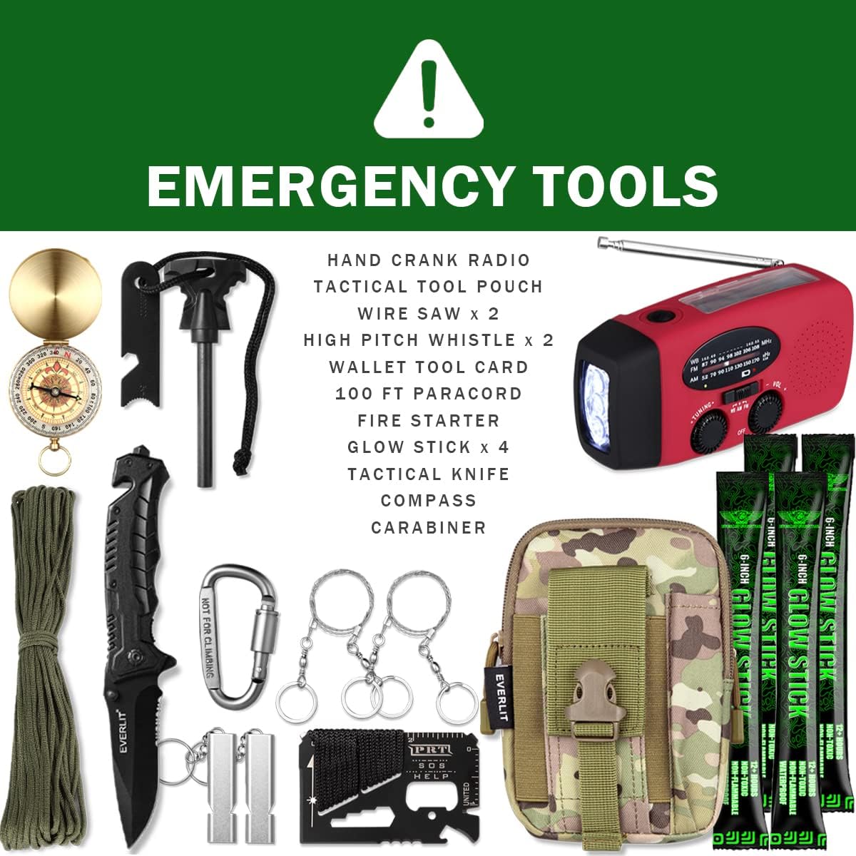 EVERLIT Complete 72 Hours Earthquake Bug Out Bag Emergency Survival Kit for Family. Be Prepared for Hurricanes, Floods, Tsunami, Other Disasters - Image 5